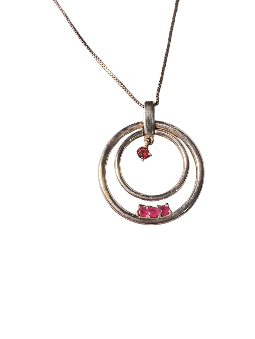 Vintage Lenox Ruby, Garnet And Sterling Silver Pendant Necklace - Picture 2 of 9